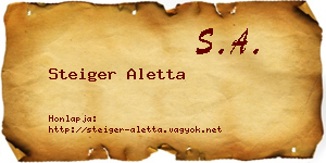 Steiger Aletta névjegykártya